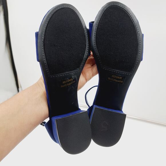 Sugar Noelle Electric Blue Low Block Heel ankle strap open toe sandals 7 - Picture 6 of 6